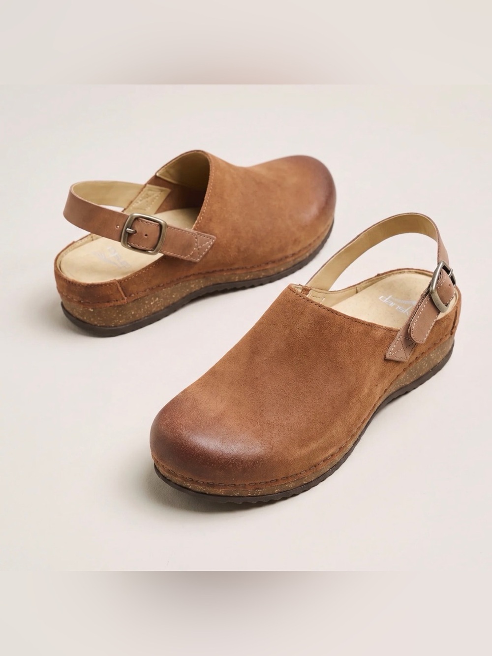 Dansko Chestnut Brown Leather Slingback Clogs